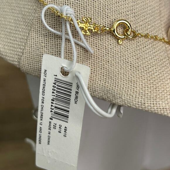 NWT Tory Burch Kira Pendant Necklace In Tory Gold 16” - Picture 5 of 6